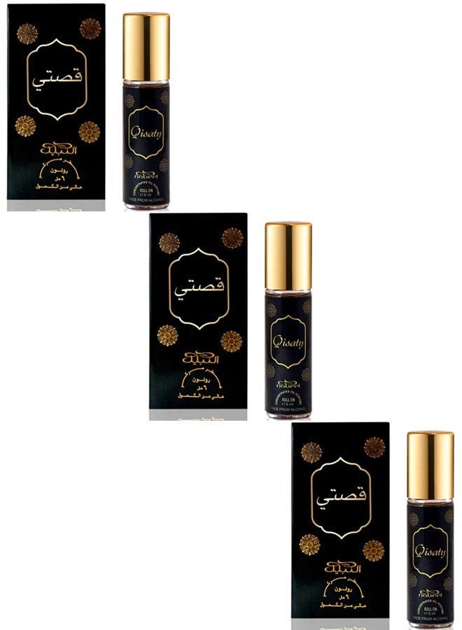 Nabeel 3 Pcs Nabeel Qisaty 6 ML Roll On Perfume Oil Luxurious Long-Lasting Arabic Attar for Everyday Elegance - Image 1